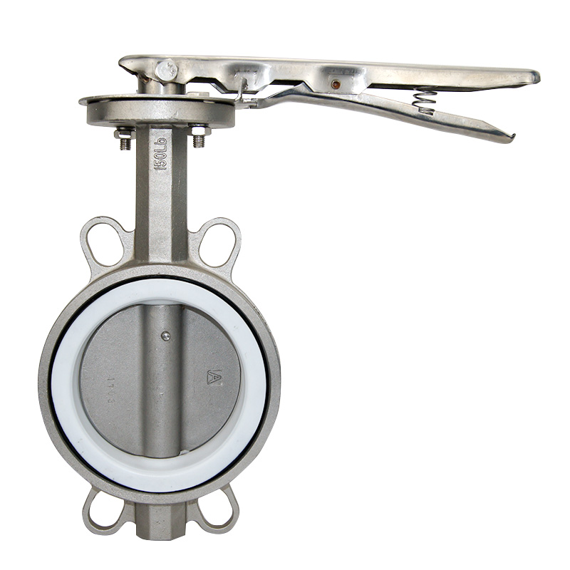 Stainless steel wafer butterfly valve with PTFE seat