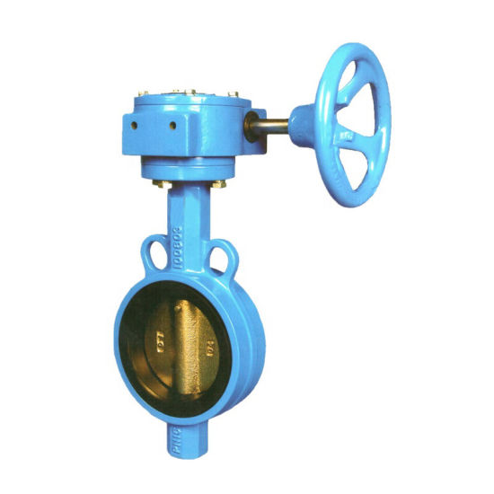 Viton Lined EPDM Seat with Gear Box Wafer Butterfly Valve