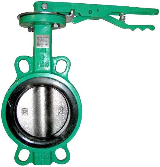 BS Pn16 Dn100 Wafer Type Green Body Butterfly Valve